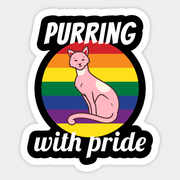 Purring With Gay Pride Cat Vintage Retro Sunset Sticker by shywolf